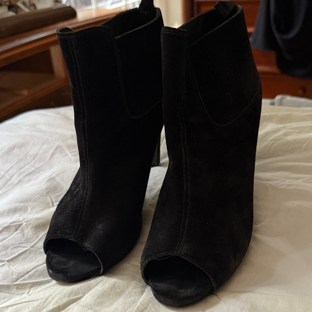 Pedro Garcia Black Peep-Toe Ankle Booties